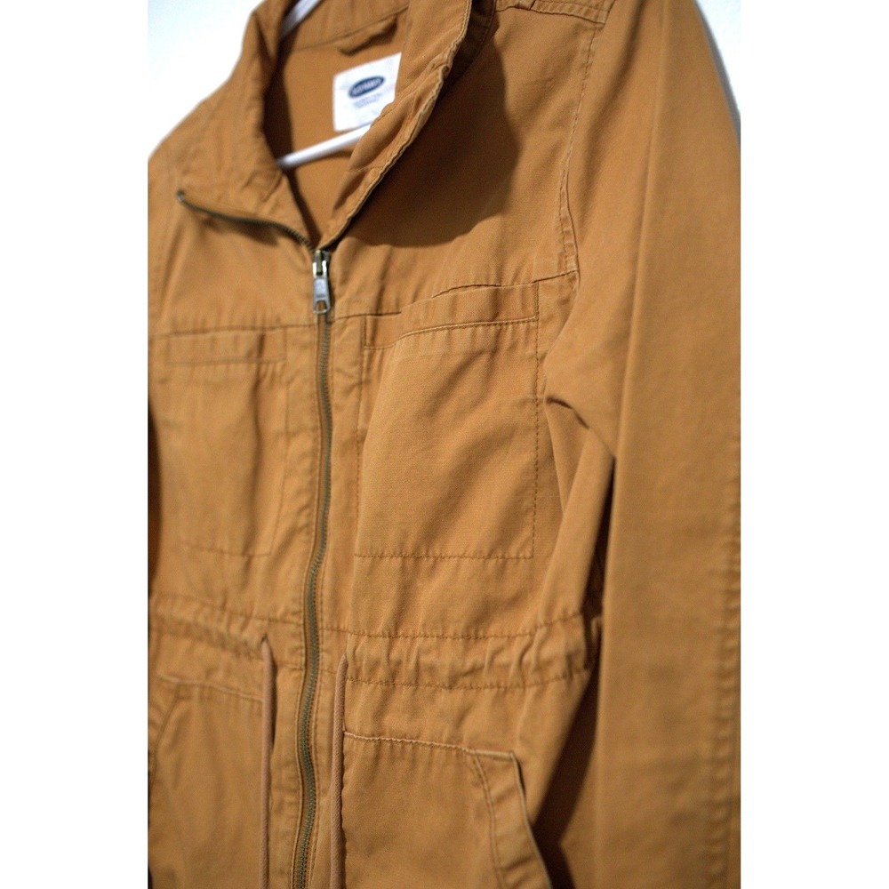 Old Navy Womens XS Tobacco Brown Utility Field Jacket Full Zip Drawstring Waist - Picture 3 of 8
